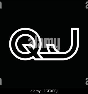 Monogramme QJ logo avec espace négatif de style de ligne sur fond noir Illustration de Vecteur