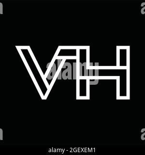 Logo VH monogramme avec espace négatif de style de ligne sur le fond noir Illustration de Vecteur