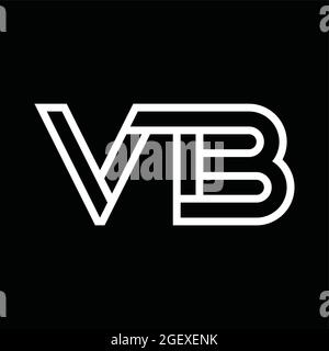 Logo VB monogramme avec espace négatif de style de ligne sur fond noir Illustration de Vecteur