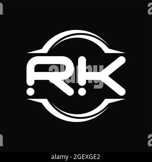 Logo RK monogramme résumé technologie de vitesse fond noir modèle de conception Illustration de Vecteur