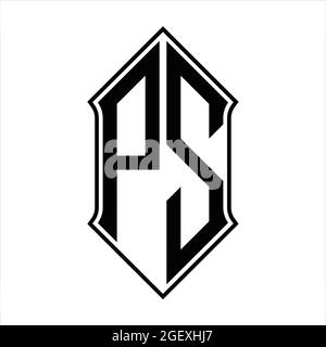 PS logo monogramme avec forme de protection et contour noir modèle de conception vecteur icône résumé Illustration de Vecteur