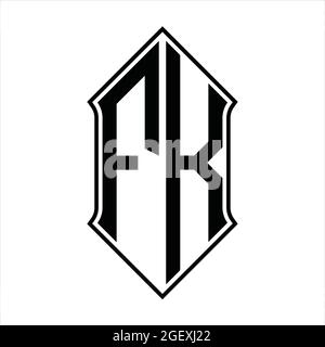 FK logo monogramme avec forme de protection et contour noir modèle de conception vecteur icône résumé Illustration de Vecteur