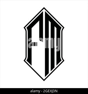 Logo FM monogramme avec forme de protection et contour noir modèle de conception vecteur icône résumé Illustration de Vecteur