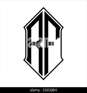 Logo RF monogramme avec forme de protection et contour noir modèle de conception vecteur icône résumé Illustration de Vecteur