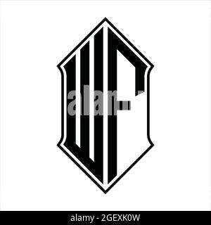 Logo WF monogramme avec forme de protection et contour noir modèle de conception vecteur icône résumé Illustration de Vecteur