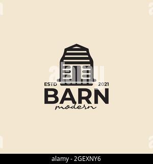 Ferme de grange noire en bois minimaliste vintage rétro style art logo Illustration de Vecteur