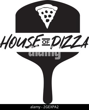 Modèle de conception de logo vectoriel de restaurant Black Pizza Peel Illustration de Vecteur