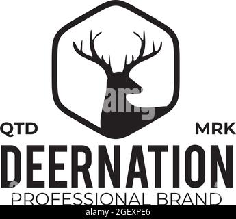 Modèle vectoriel de conception de logo de tête de cerf Illustration de Vecteur