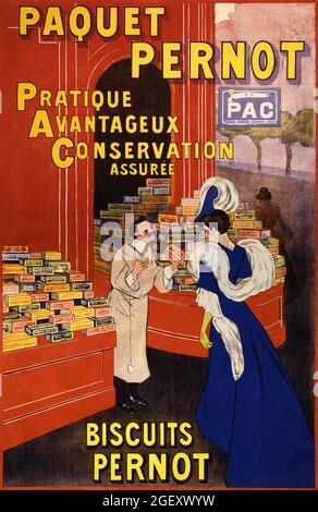 Paquet Pernot: Biscuits Pernot (1905) imprimé en haute résolution par Leonetto Cappiello. Art nouveau. Banque D'Images