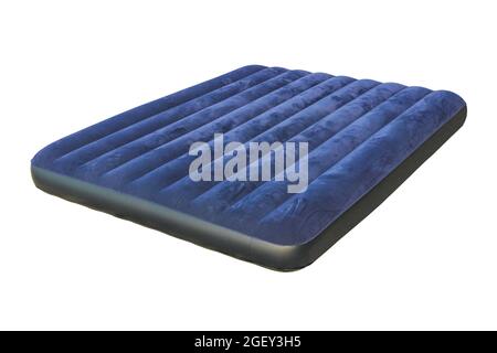 Matelas de camping gonflable à gros plan isolé sur fond blanc Banque D'Images