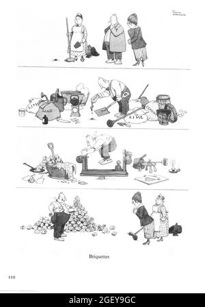 Page de William Heath Robinson (1872-1944) inventions: Briquettes Banque D'Images