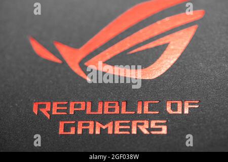 Taipei, Taïwan - 20 août 2021 : logotype ASUS ROG Banque D'Images