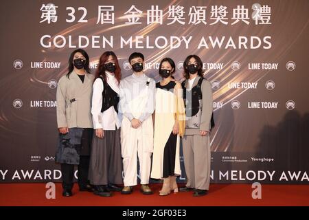 21 août 2021, Taipei, Taipei City, Taiwan: Groupe musical Siau-lÃº Khah-lah arrive pour les 32e Golden Melody Awards 2021 à Taipei. (Image de crédit : © document via ZUMA Press Wire) Banque D'Images