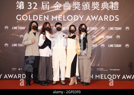 21 août 2021, Taipei, Taipei City, Taiwan: Le groupe musical Siau-lÃº Khah-lah arrive pour les 32e Golden Melody Awards à Taipei. (Image de crédit : © document via ZUMA Press Wire) Banque D'Images