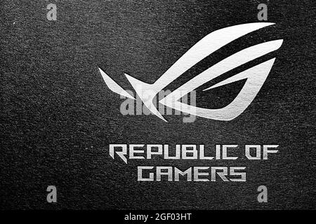 Taipei, Taïwan - 20 août 2021 : logotype ASUS ROG Banque D'Images