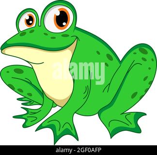 Vert sourire vecteur grenouille. Arrière-plan blanc isolé. Utilisable pour les rapports Web, d'arrière-plan et météorologiques. Illustration de Vecteur