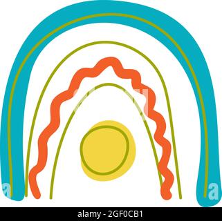 Arcs-en-ciel de style bohémien. Une ligne et un point. Illustration de Vecteur