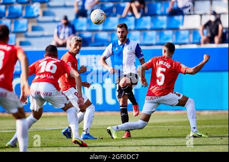 Luis Rioja de Deportivo Alaves lors du championnat d'Espagne la Ligue football match entre Deportivo Alaves et RCD Mallorca le 21 août 2021 au stade de Mendizorroza à Vitoria, Espagne - photo Inigo Larreina / Espagne DPPI / DPPI Banque D'Images