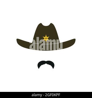 Sheriff's head. Cowboy icon. Vector illustration. Illustration de Vecteur
