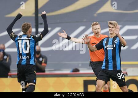 Charles de Ketelaere du Club célèbre après avoir obtenu son score lors d'un match de football entre le Club Brugge KV et Beerschot va, dimanche 22 août 2021 à Brugge, o Banque D'Images