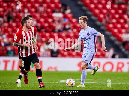 Frenkie de Jong du FC Barcelone pendant le championnat d'Espagne la Liga football match entre le Club Athlétique et le FC Barcelone le 21 août 2021 au stade San Mames à Bilbao, Espagne - photo Inigo Larreina / Espagne DPPI / DPPI Banque D'Images