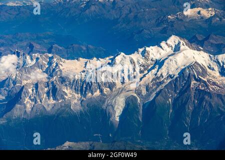 Vue aérienne du côté français du Mont blanc Banque D'Images