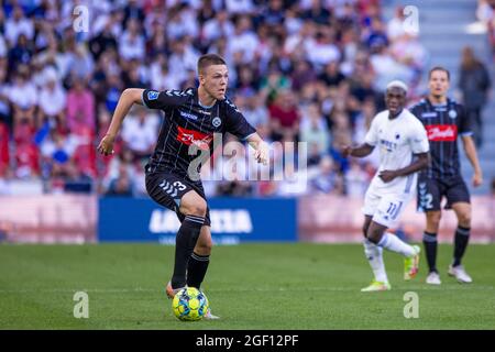 Copenhague, Danemark. 22 août 2021. Emil Holm (3) de SoenderjyskE vu lors du match 3F Superliga entre le FC Copenhague et SoenderjyskE à Parken, Copenhague, Danemark. (Crédit photo : Gonzales photo/Alamy Live News Banque D'Images