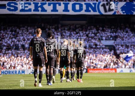 Copenhague, Danemark. 22 août 2021. Joueurs de SoenderjyskE vus lors du match 3F Superliga entre le FC Copenhague et SoenderjyskE à Parken, Copenhague, Danemark. (Crédit photo : Gonzales photo/Alamy Live News Banque D'Images