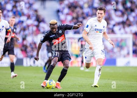 Copenhague, Danemark. 22 août 2021. Rilwan Hassan (77) de SoenderjyskE vu lors du match 3F Superliga entre le FC Copenhague et SoenderjyskE à Parken, Copenhague, Danemark. (Crédit photo : Gonzales photo/Alamy Live News Banque D'Images