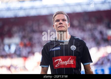 Copenhague, Danemark. 22 août 2021. Stefan Gartenmann (2) de SoenderjyskE vu pendant le match 3F Superliga entre le FC Copenhague et SoenderjyskE à Parken, Copenhague, Danemark. (Crédit photo : Gonzales photo/Alamy Live News Banque D'Images