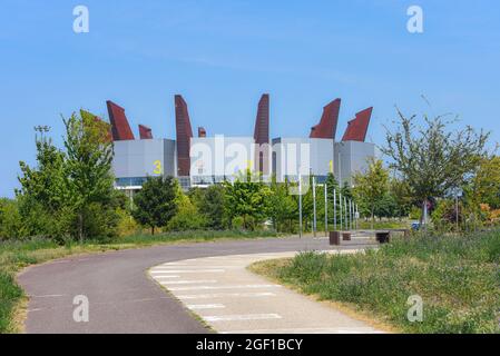 Vitoria-Gasteiz, Espagne - 21 août 2021 : Buesa Arena de la réserve de terres humides de Salburua Banque D'Images