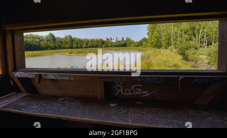 Vitoria-Gasteiz, Espagne - 21 août 2021 : observation de la faune dans la réserve naturelle des zones humides de Salburua, près de Vitoria-Gestaiz Banque D'Images