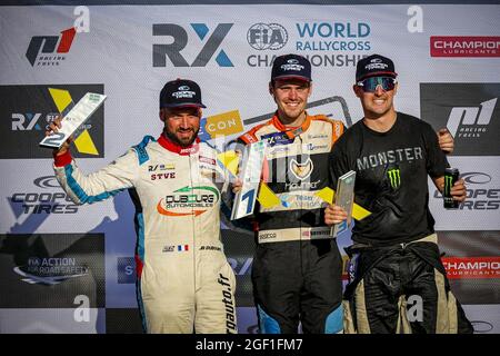 16 Thomas BRYNTESSON (NOR) de l'équipe Thomas Bryntesson du monde RX, 87 Jean-Baptiste DUBOURG (FRA) de l'équipe Jean-Baptiste Dubourg du monde RX, 13 Andreas BAKKERUD (NOR) de l'équipe GFS Motorsport Egyesulet / ES K&N du monde RX portrait pendant le monde RX de Suède, 2ème tour du Championnat du monde de la FIA 2021, FIA WRX, les 21 et 22 août sur le Holjes Motorstadion, à Holjes, Suède - photo Paulo Maria / DPPI Banque D'Images