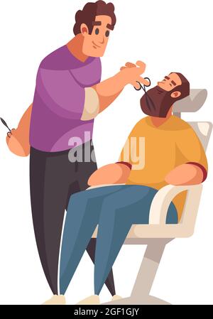 Souriant barber Cutting man barbe plate illustration vectorielle Illustration de Vecteur