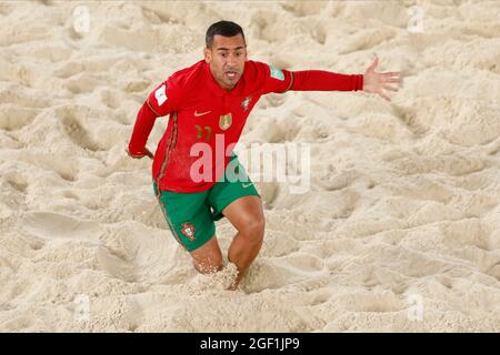 Moscou, Russie. 22 août 2021; Stade Luzhniki, Moscou, Russie: Coupe du monde de la FIFA, tournoi de football de plage; Léo Martins du Portugal, pendant le match entre le Portugal et le Sénégal, dans le 2ème tour du Groupe D crédit: Action plus Sports Images/Alay Live News Banque D'Images