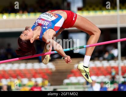 Nairobi, Kenya. 22 août 2021. Angelina Topic of Serbia participe à la finale de saut en hauteur des femmes aux Championnats du monde d'athlétisme U20 2021 à Nairobi, Kenya, le 22 août 2021. Crédit : long Lei/Xinhua/Alay Live News Banque D'Images