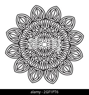 mandala élément isolé de décoration indienne décorative style floral abstrait motif noir et blanc de fond design Illustration de Vecteur