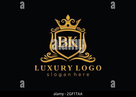 Modèle de logo BK Letter Royal Luxury dans les illustrations vectorielles pour les restaurants, les Royalty, les boutiques, les cafés, les hôtels, Heraldic, bijoux, mode et autres illustrations vectorielles Illustration de Vecteur