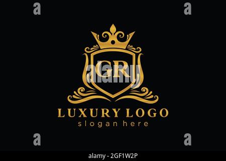 Modèle de logo GR Letter Royal Luxury dans les illustrations vectorielles pour les restaurants, les royalties, les boutiques, les cafés, les hôtels, Heraldic, bijoux, mode et autres illustrations vectorielles Illustration de Vecteur