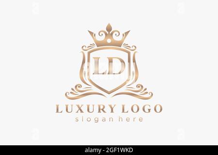 Modèle de logo LD Letter Royal Luxury dans une illustration vectorielle pour restaurant, Royalty, Boutique, café, Hôtel, Heraldic, bijoux, mode et autres illustrations vectorielles Illustration de Vecteur