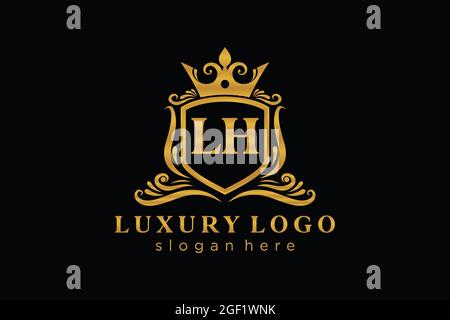 Modèle de logo LH Letter Royal Luxury dans les illustrations vectorielles pour les restaurants, les Royalty, les boutiques, les cafés, les hôtels, Heraldic, bijoux, mode et autres illustrations vectorielles Illustration de Vecteur