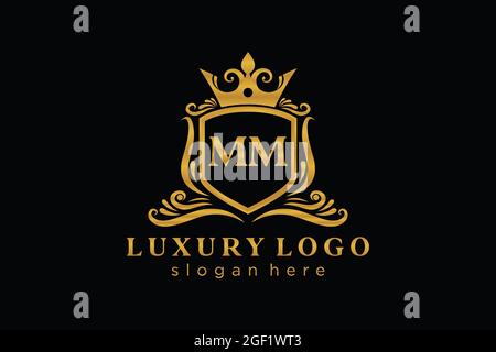 MODÈLE DE logo mm lettre Royal Luxury dans un dessin vectoriel pour restaurant, Royalty, Boutique, café, Hôtel, Heraldic, bijoux, mode et autres illustrations vectorielles Illustration de Vecteur