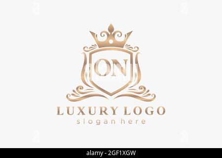 MODÈLE DE logo « ON Letter Royal Luxury » dans les illustrations vectorielles pour les restaurants, les royalties, les boutiques, les cafés, les hôtels, Heraldic, bijoux, mode et autres illustrations vectorielles Illustration de Vecteur