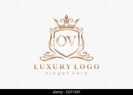 Modèle de logo de luxe VO Letter Royal dans les illustrations vectorielles pour les restaurants, les royalties, les boutiques, les cafés, les hôtels, Heraldic, bijoux, mode et autres illustrations vectorielles Illustration de Vecteur