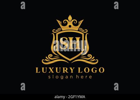 SH Letter Royal Luxury logo template en illustrations vectorielles pour les restaurants, les Royalty, les boutiques, les cafés, les hôtels, Heraldic, bijoux, mode et autres illustrations vectorielles Illustration de Vecteur