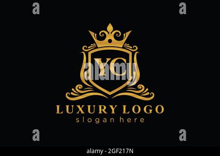 Modèle de logo YC Letter Royal Luxury dans les illustrations vectorielles pour les restaurants, les Royalty, les boutiques, les cafés, les hôtels, Heraldic, bijoux, mode et autres illustrations vectorielles Illustration de Vecteur