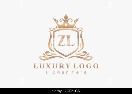 Modèle de logo ZL Letter Royal Luxury dans un dessin vectoriel pour les restaurants, les royalties, les boutiques, les cafés, les hôtels, Heraldic, bijoux, mode et autres illustrations vectorielles Illustration de Vecteur