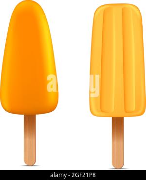 Ensemble de popsicle glacé maison, réaliste et lumineux, icône de glace juteuse vectorielle réaliste Illustration de Vecteur