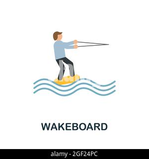 Icône Wakeboard. Élément d'enseigne plat de la collection sport extrême. Icône Creative Wakeboard pour la conception Web, les modèles, les infographies et bien plus encore Illustration de Vecteur