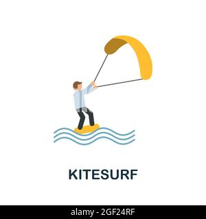 Icône Kitesurf. Élément d'enseigne plat de la collection sport extrême. Icône Creative Kitesurf pour la conception Web, les modèles, les infographies et bien plus encore Illustration de Vecteur